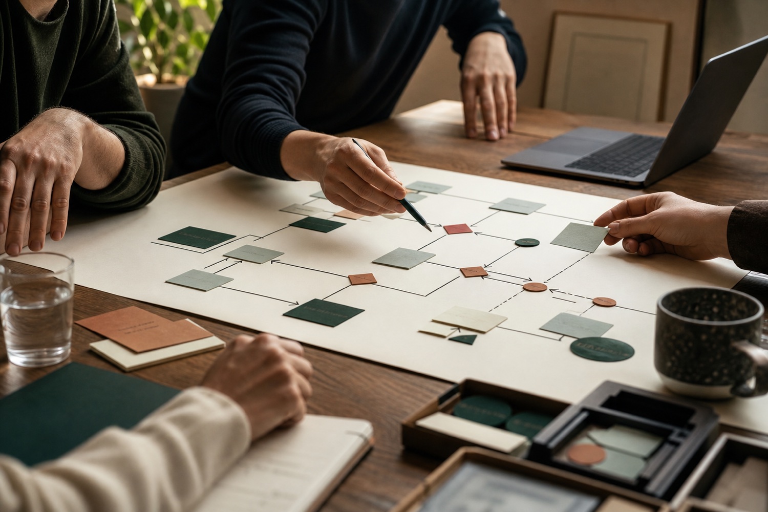 People working together on a business process map